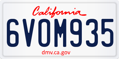 CA license plate 6VOM935