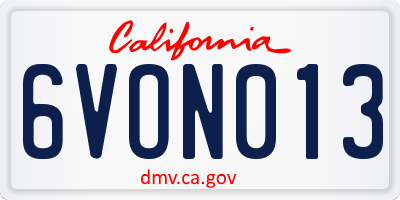 CA license plate 6VON013