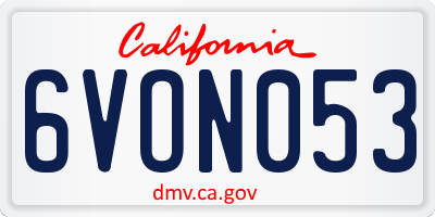 CA license plate 6VON053