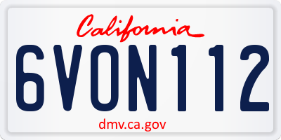 CA license plate 6VON112