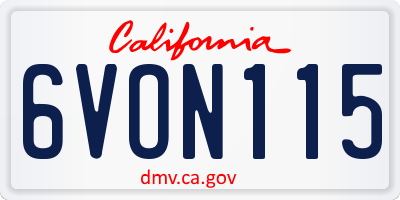 CA license plate 6VON115