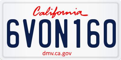 CA license plate 6VON160