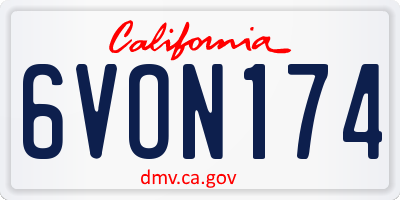 CA license plate 6VON174