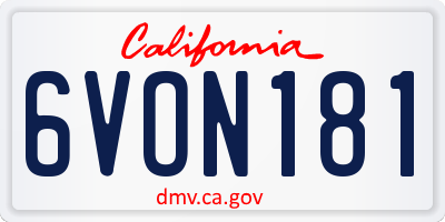 CA license plate 6VON181