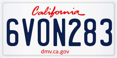 CA license plate 6VON283