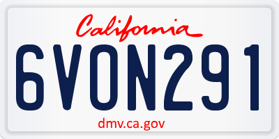 CA license plate 6VON291