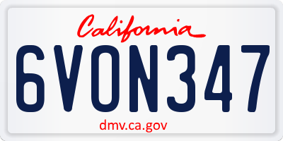 CA license plate 6VON347