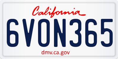 CA license plate 6VON365