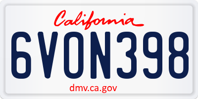CA license plate 6VON398