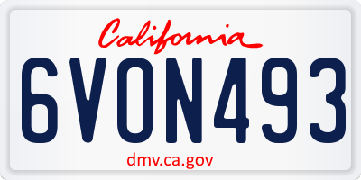 CA license plate 6VON493