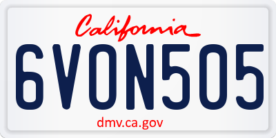CA license plate 6VON505