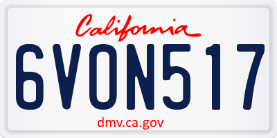CA license plate 6VON517