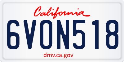 CA license plate 6VON518