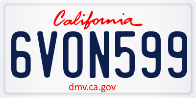 CA license plate 6VON599