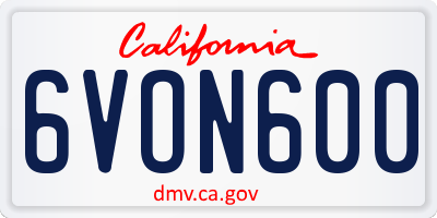 CA license plate 6VON600