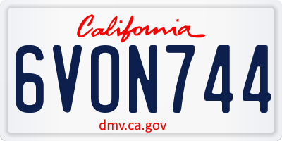 CA license plate 6VON744