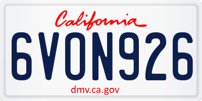 CA license plate 6VON926