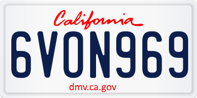 CA license plate 6VON969