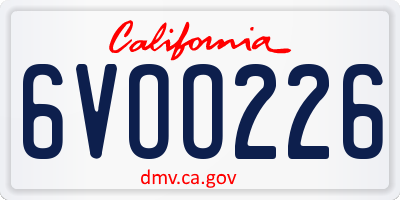 CA license plate 6VOO226