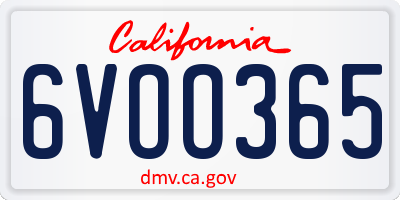 CA license plate 6VOO365
