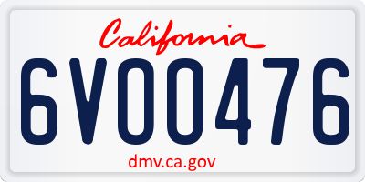 CA license plate 6VOO476
