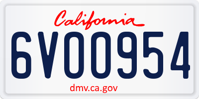 CA license plate 6VOO954