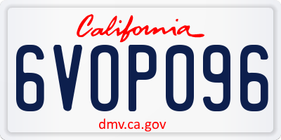 CA license plate 6VOP096