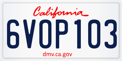 CA license plate 6VOP103