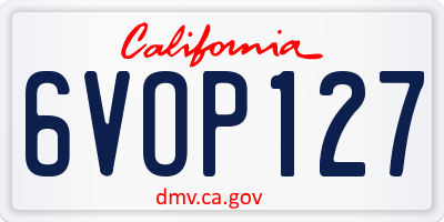 CA license plate 6VOP127