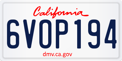 CA license plate 6VOP194