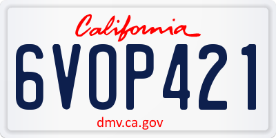 CA license plate 6VOP421