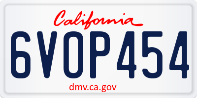 CA license plate 6VOP454