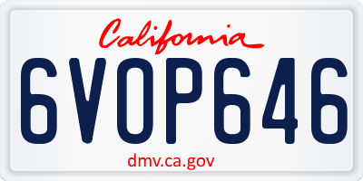 CA license plate 6VOP646