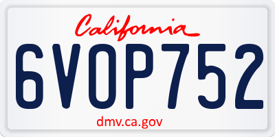 CA license plate 6VOP752