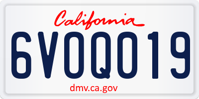 CA license plate 6VOQ019