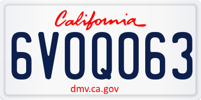 CA license plate 6VOQ063