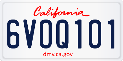 CA license plate 6VOQ101
