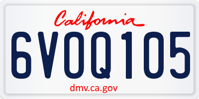 CA license plate 6VOQ105