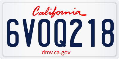 CA license plate 6VOQ218