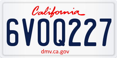 CA license plate 6VOQ227