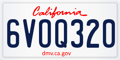 CA license plate 6VOQ320