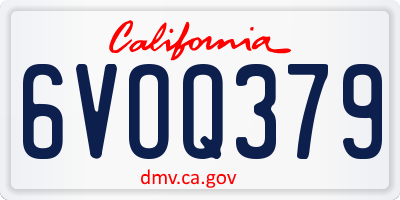 CA license plate 6VOQ379