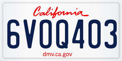 CA license plate 6VOQ403