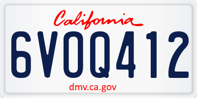 CA license plate 6VOQ412