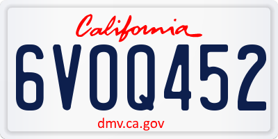 CA license plate 6VOQ452