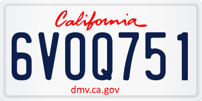 CA license plate 6VOQ751