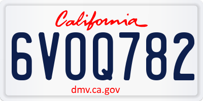 CA license plate 6VOQ782