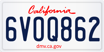 CA license plate 6VOQ862