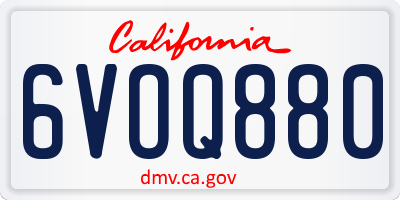 CA license plate 6VOQ880