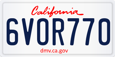 CA license plate 6VOR770